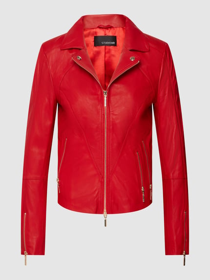 Studio AR Leren jack met reverskraag, model 'CHERRY' Rood - 2