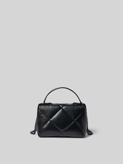 Produktfoto, Shoulder Bag in Stepp-Optik von Tory Burch, czarny, efekt pikowania, zapięcie na magnes, detal z logo, szerokość w rozmiarze 1: 23 cm, długość w rozmiarze 1: 16 cm, głębokość w rozmiarze 1: 8 cm, główna przegroda z klapką, pasek na ramię z efektem łańcuszka