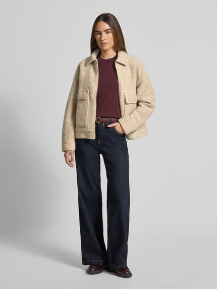 Jake*s Casual Regular fit jack met wol Beige gemêleerd - 1