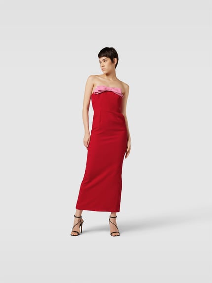 New Arrivals by Ilkyaz Ozel off-shoulderjurk met strikdetail Rood - 4