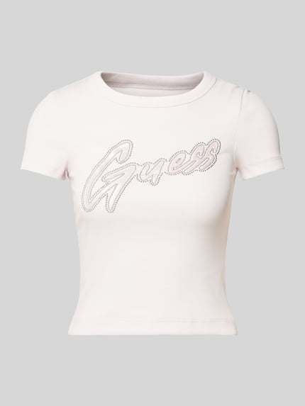 GUESS T-shirt met siersteentjes Roze - 2