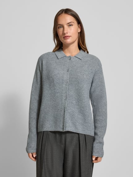 Fynch-Hatton Strickjacke aus Kaschmir mit Umlegekragen Hellgrau Melange 4