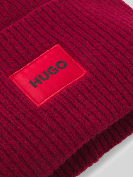 HUGO Mütze mit kontrastierendem Logo-Patch Bordeaux 4