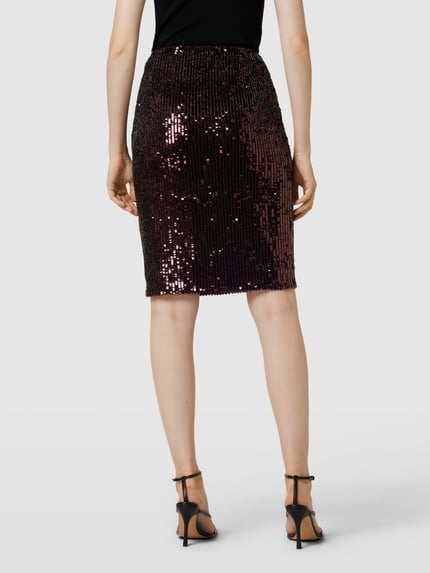 Lauren Ralph Lauren Knielange rok met pailletten, model 'KIERHAN' Bordeaux - 5