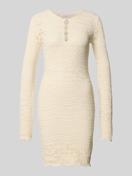 MC2 Saint Barth Knielange tricotjurk met korte knoopsluiting model 'ILANY' Beige - 1