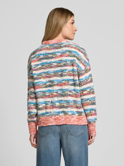 Jake*s Casual Strickpullover mit gerippten Abschlüssen Jeansblau 5