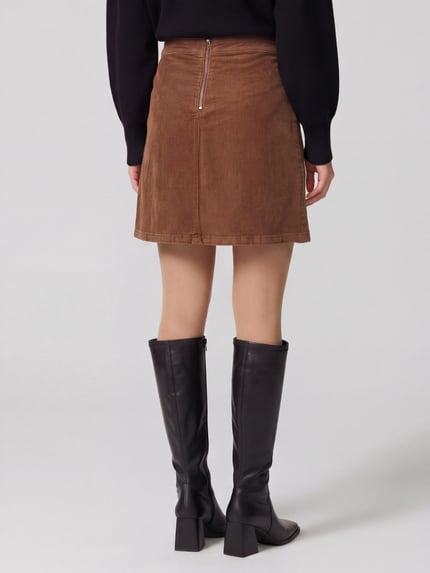 VERO MODA Mini-Rock mit sichtbarem Rückenreißverschluss Cognac 5