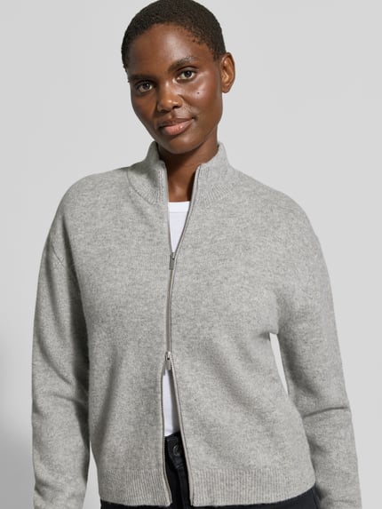 My Essential Wardrobe Relaxed Fit Strickjacke aus reiner Wolle Modell 'Tracy' Hellgrau Melange 3