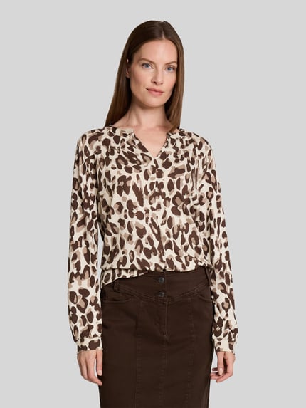 Tom Tailor Regular Fit Langarmbluse aus Baumwoll-Modal-Mix Mittelbraun 4