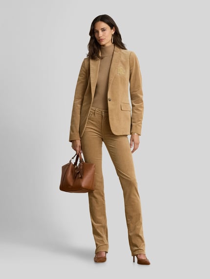 Lauren Ralph Lauren Spodnie z prostymi nogawkami z mieszanki bawełny Camel 1