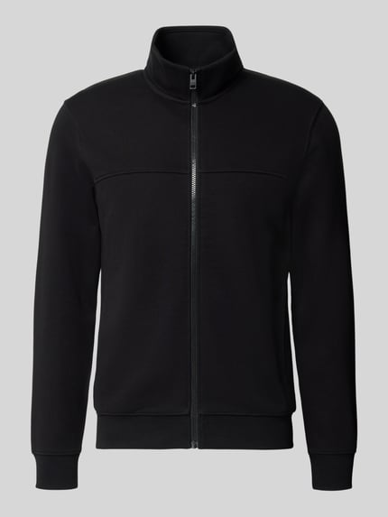 Produktfoto, Regular Fit Sweatjacke aus Baumwoll-Mix von s.Oliver RED LABEL in Schwarz, gerade Schnittform, weiche Oberfläche, feine Textur