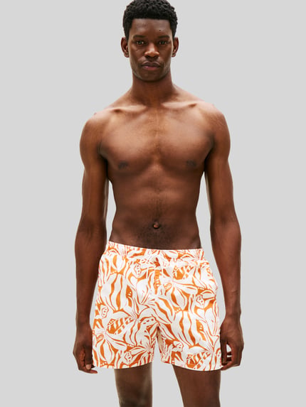 Tommy Hilfiger Regular Fit Badeshorts mit Allover-Muster Orange 4