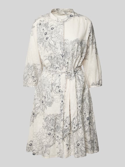 0039 Italy Knielange jurk met opstaande kraag, model 'MILO' Offwhite - 2
