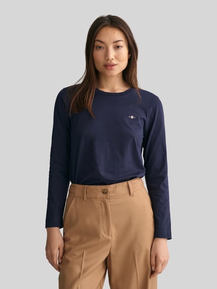 GANT Regular Fit Langarmshirt aus reiner Baumwolle Marine 4