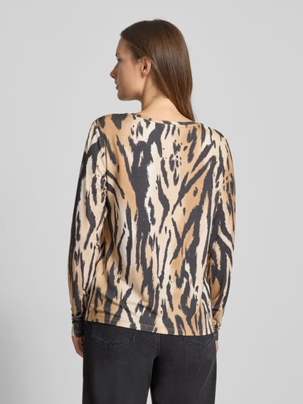 monari Shirt met lange mouwen en geribde ronde hals Cognac - 5