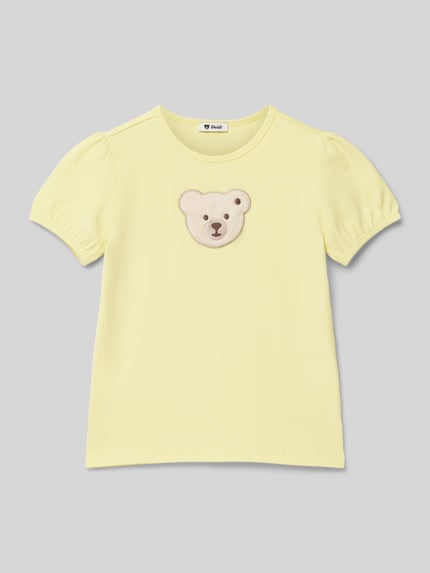 Steiff T-shirt met motiefpatch Geel - 1
