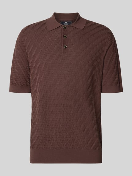 Productfoto, Regular Fit Poloshirt aus reiner Baumwolle in Strick-Optik van Matinique, donkerbruin, tricotlook, puur katoen, polokraag, met korte mouwen, ruglengte maat M 70 cm