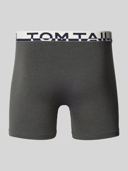 Tom Tailor Obcisłe bokserki o kroju slim fit z napisem z logo na pasie w zestaw 2 szt. Antracytowy 3