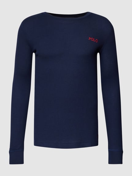 Polo Ralph Lauren Underwear Shirt met lange mouwen en structuurmotief, model 'WAFFLE'' Marineblauw - 2