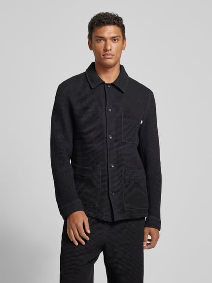 ROTHOLZ Overhemdjack met structuurmotief, model 'Workwear' Zwart - 4