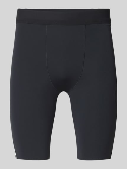 Produktfoto, Tights mit Logo und Reißverschlusstasche von Salomon im schwarzen Material-Mix mit Stretch-Anteil, körpernahe Passform