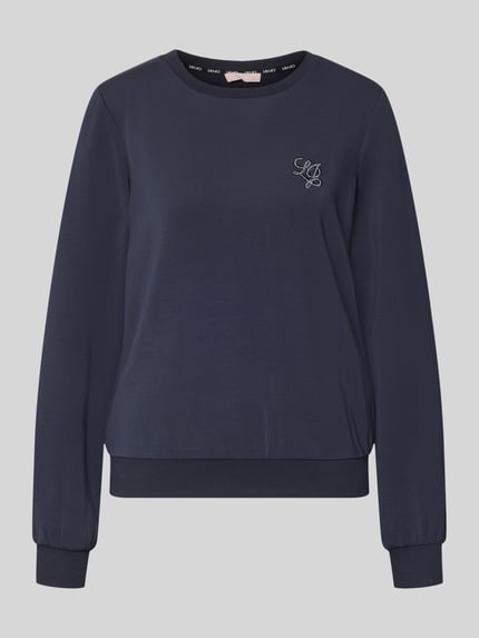 Produktfoto, Sweatshirt aus Modal-Mix mit Rundhalsausschnitt von LIU JO SPORT in Dunkelblau mit Logo, Regular-Fit, glatte Textur