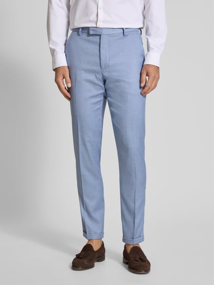 MCNEAL Spodnie do garnituru o kroju slim fit z dodatkiem lnu Niebieski 4