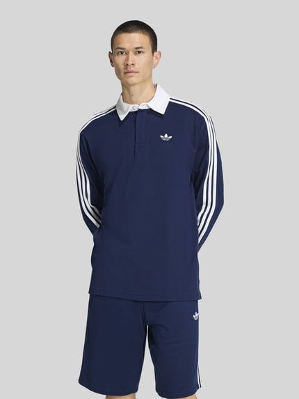 adidas Originals regular fit rugbyshirt van puur katoen Marineblauw - 4