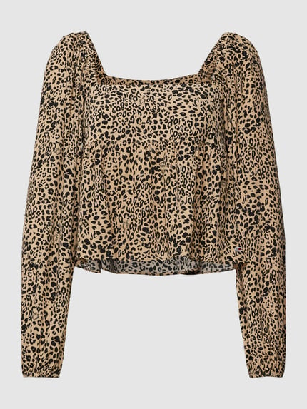 Tommy Jeans Cropped Bluse mit Animal-Print Mittelbraun 2