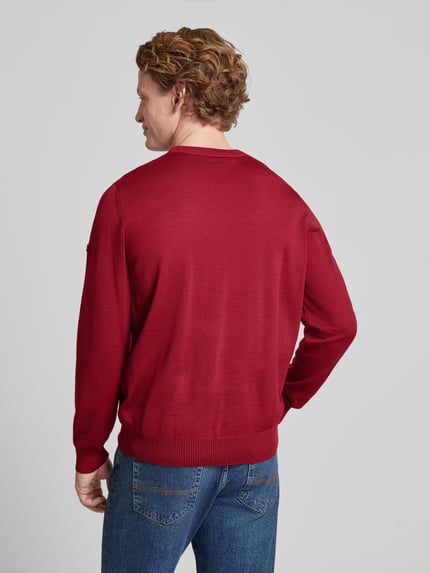 MAERZ Muenchen Regular fit gebreide pullover van zuivere scheerwol Bordeaux - 5