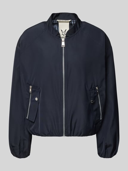 Produktfoto, Jacke mit Reißverschlusstaschen von Fuchs Schmitt in Dunkelblau, glatte Struktur, Stehkragen, silberner Reißverschluss, Regular Fit