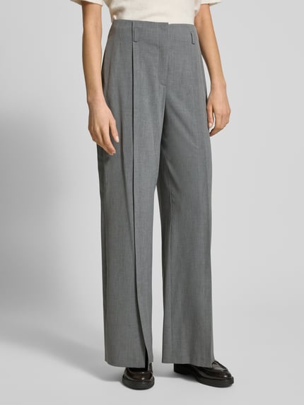 SEDUCTIVE Wide leg bandplooibroek met riemlussen, model 'DEVI' Middengrijs gemêleerd - 4