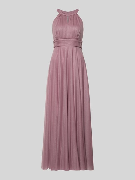 Produktfoto, Regular Fit Abendkleid aus Glitzer-Mesh von Jake*s Cocktail, błyszcząca siateczka, krój regular fit, wycięcie w kształcie łezki, taliowany, plisy, wszyty zamek błyskawiczny, długość tyłu w rozmiarze 36: 152 cm, szerokość w rozmiarze 36: 37 cm