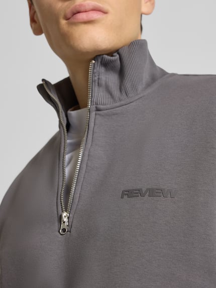 REVIEW Sweatshirt met labelprint Donkergrijs - 3
