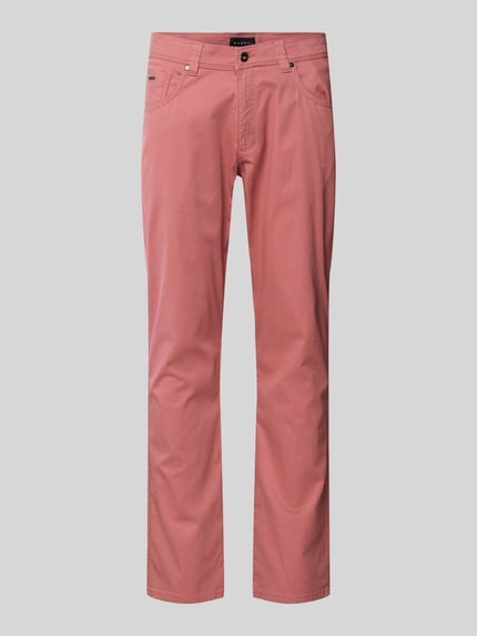 Produktfoto, Regular Fit Hose mit Eingrifftaschen Modell 'CORDOBA' von bugatti in Rosa, glatte Baumwoll-Elasthan-Oberfläche, Herrenhose
