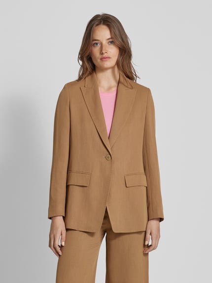 Max Mara Studio Żakiet z kieszeniami z patką model ‘GITANE’ Jasnobrązowy 4