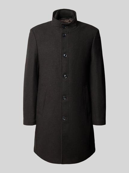 Christian Berg Men Regular Fit Wollmantel mit Stehkragen Modell 'TORRES' Dunkelbraun 1