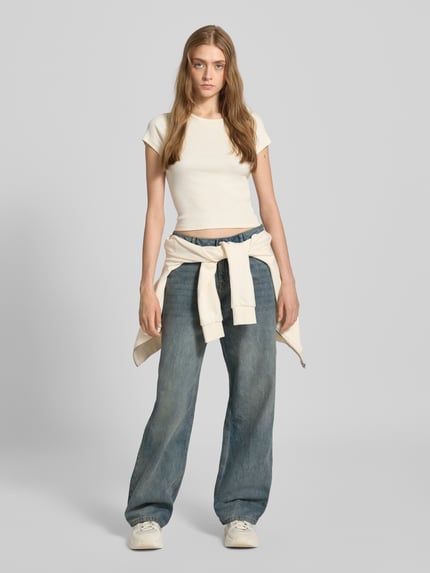 REVIEW Straight Leg Jeans aus reiner Baumwolle Rauchblau 1