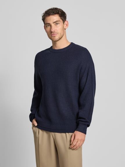 JACK & JONES Gebreide pullover met ronde hals, model 'KAITO' Marineblauw - 4