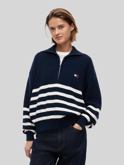 Tommy Jeans Oversize Troyer aus reiner Baumwolle Dunkelblau 4