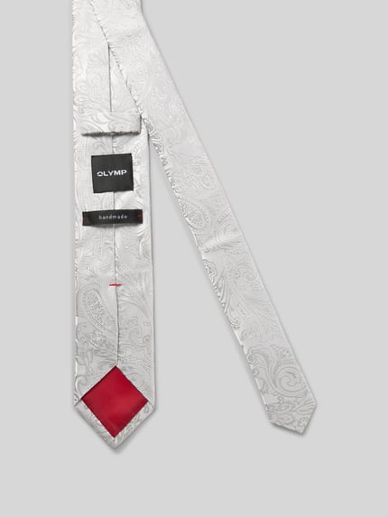 OLYMP Zijden stropdas met motiefstitching Zilver - 2