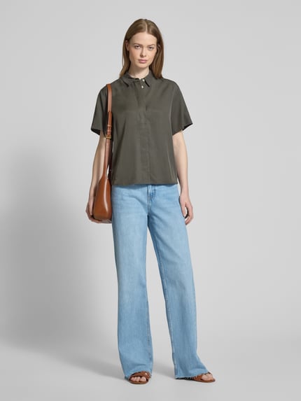 Samsøe Samsøe Regular fit overhemdblouse met 1/2-mouwen, model 'MINA' Leem - 1