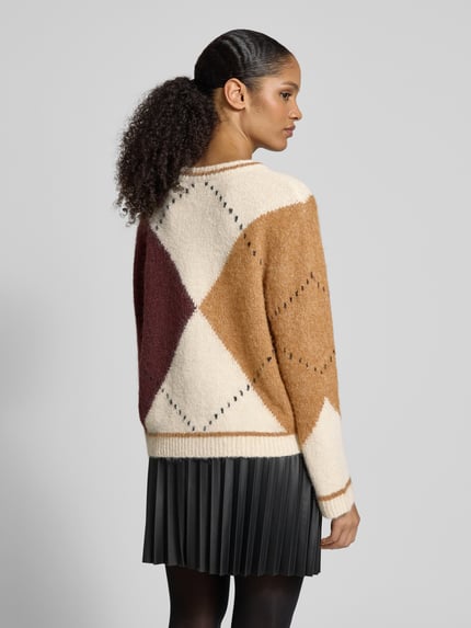 Jake*s Collection Regular fit gebreid jack met wol Ecru - 5
