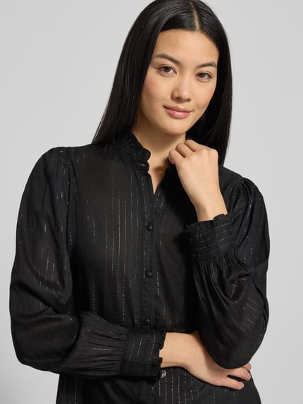 VERO MODA Regular Fit Langarmbluse aus Viskose-Mix Modell 'BUMPY' Black 3