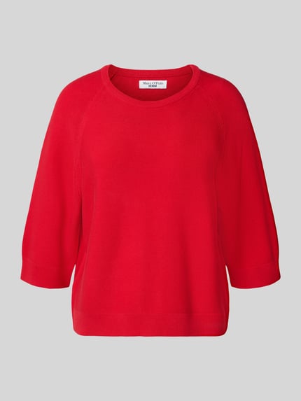 Productfoto, Relaxed Fit Pullover uit zuivere katoen van Marc O'Polo Denim, effen rood, ribgebreide randen, ronde hals, korte raglanmouwen