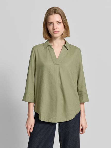 s.Oliver RED LABEL Relaxed Fit Hemdbluse aus Leinen-Viskose-Mix Khaki 4