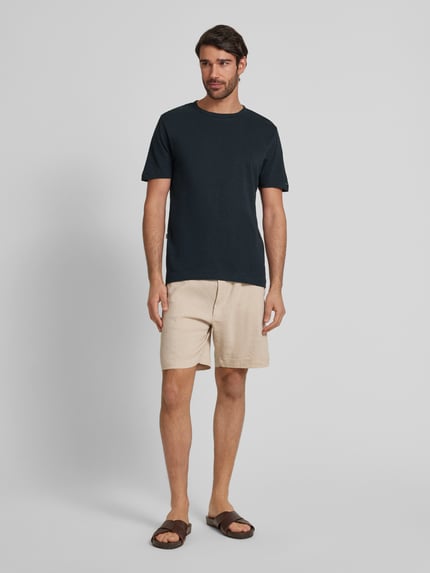 Colours & Sons Regular Fit T-Shirt aus Baumwoll-Leinen-Mix Anthrazit 1