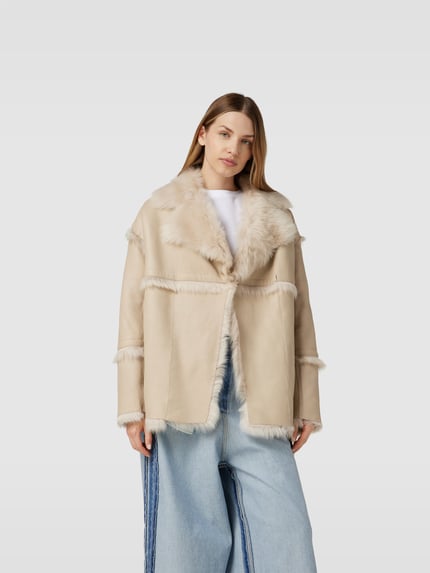 Iro Lederjacke mit Fell-Besatz Beige 4