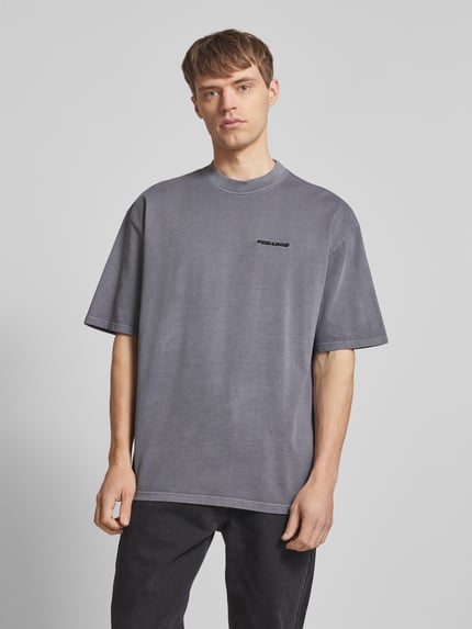 PEGADOR Oversized T-Shirt mit Label-Stitching Dunkelgrau 4