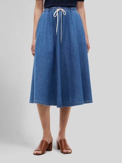 Tommy Hilfiger Uitlopende midi-rok van puur katoen Bleu gemêleerd - 4